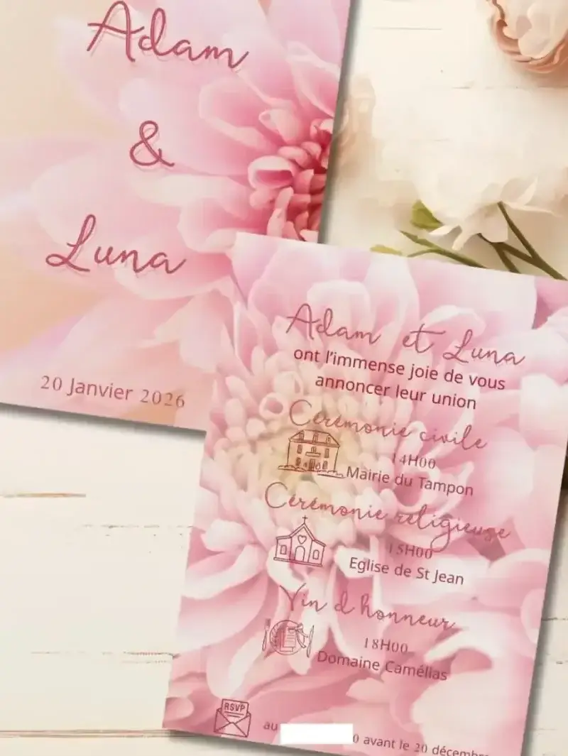 Faire-part Adam & Luna – création L'Atelier 4 Feuilles